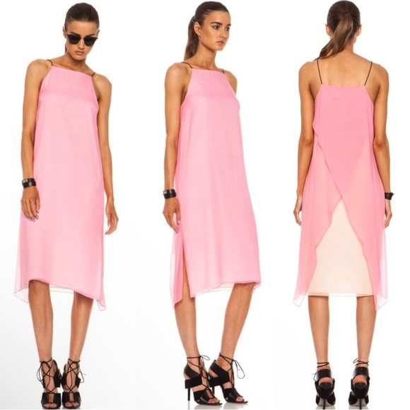 rag & bone Dresses & Skirts - Rag & Bone Cubana Dress Silk Georgette Sleeveless Midi Carnation Pink 0 XS